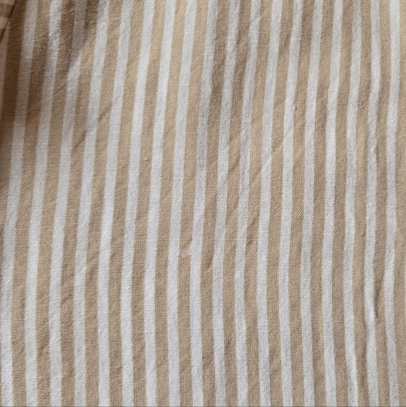 STRADIVARIUS striped Beige and White Linen Blend Button-down Shirt XS - Picture 7 of 10